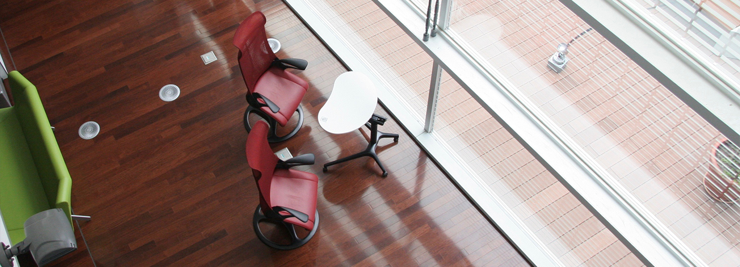 Two chairs in a hall