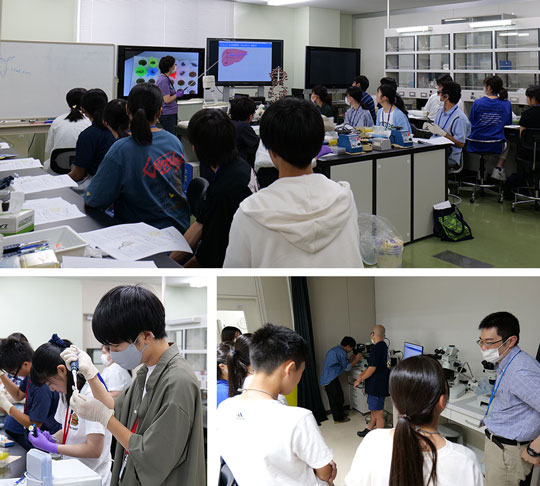 highschool students experiencing lab works at RIKEN event